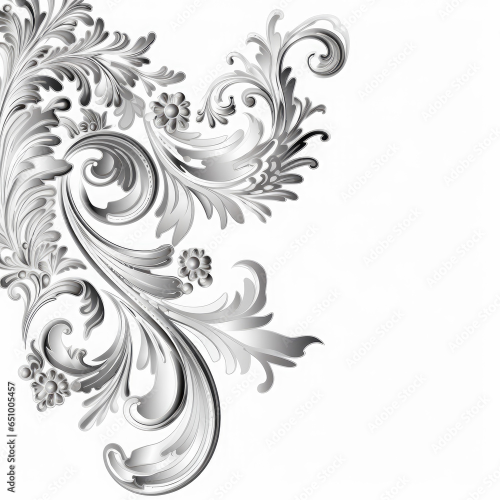 Fototapeta premium Elaborate filigree corner borders on white Background, AI Generated