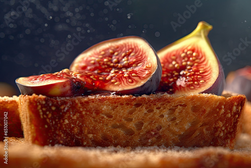 fig toast  macro shot of a fresh breakfast with Dripping Honey  AI Generated