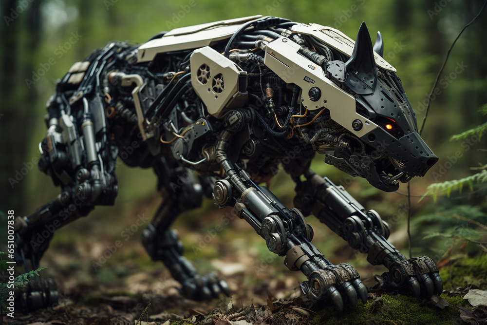 Image of hyena gundam robot technology an ectronic in the forest. Wildlife Animals. Generative AI. Illustration.. Image of hyena gundam robot technology an ectronic in the forest. Wildlife Animals. Generative AI. Illustration..