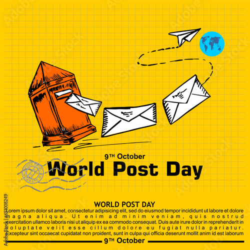 World Post Day, 9 October, poster and banner vector