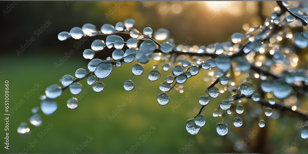 drops of dew on a branch