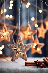 Christmas holiday stars background. Merry christmas and a happy new year. Holiday banner and poster. Christmas decorative ornaments