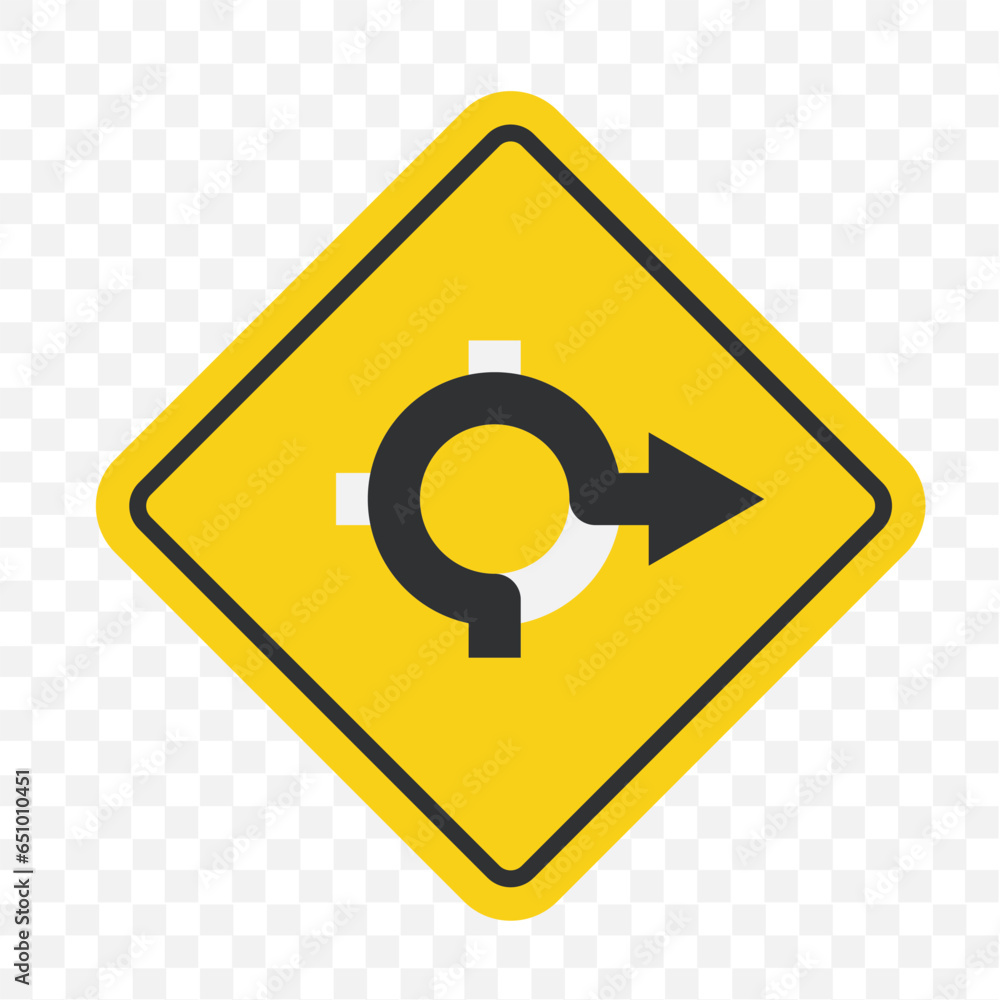 Yellow Black Right Curve Traffic Sign, Traffic Sign, Roadworks symbol transparent grid background Yellow Black Right Curve Traffic Sign, Traffic Sign, Roadworks symbol transparent grid background
