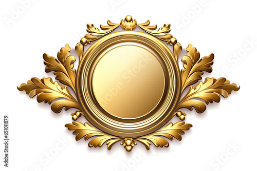 Golden emblem with a floral design, Generative AI
