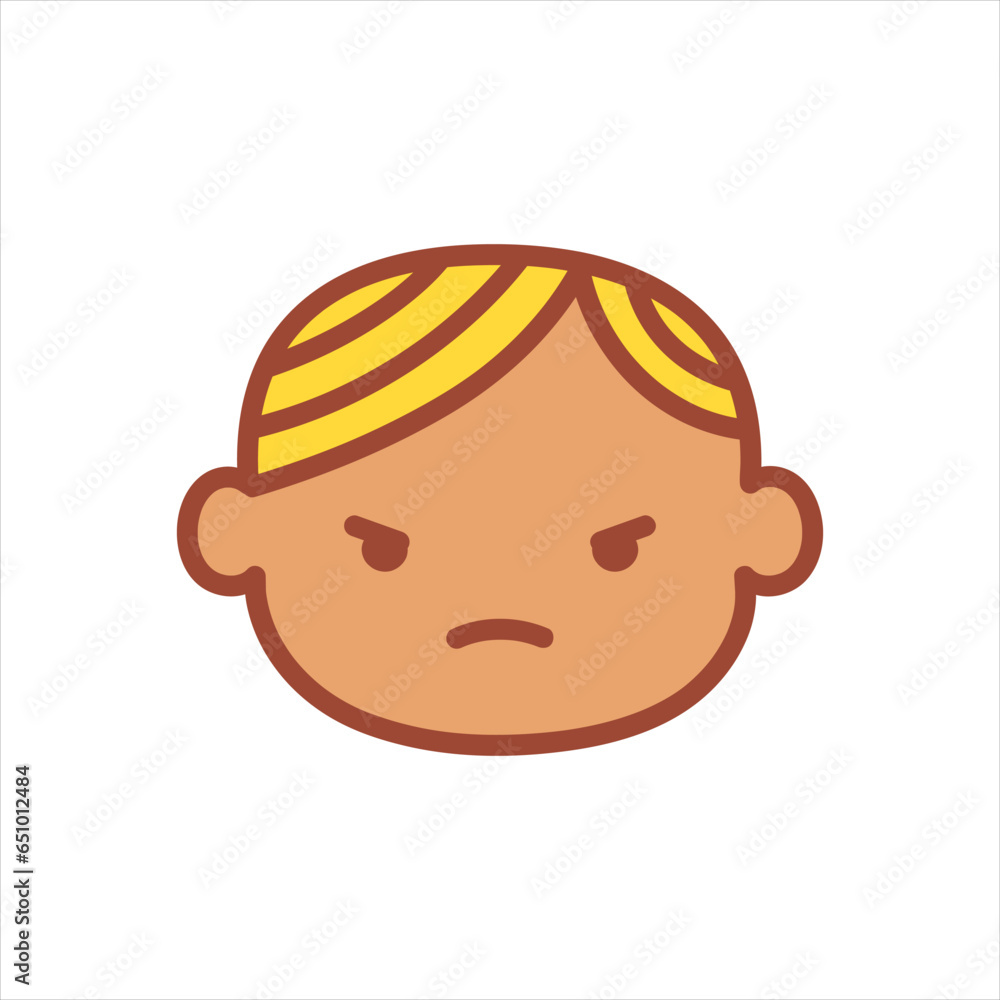 Children's avatar. Avatar of an angry boy. Cute angry baby. Children's avatars concept. Vector illustration in flat style Children's avatar. Avatar of an angry boy. Cute angry baby. Children's avatars concept. Vector illustration in flat style