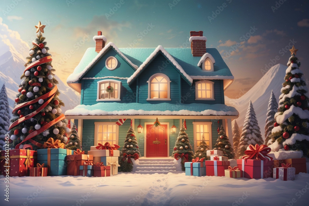 charistmas house gift background