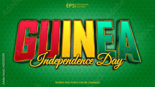 guinea editable text effect with guinea flag pattern suitable for poster design about holiday, Feast day or guinea independence day moment