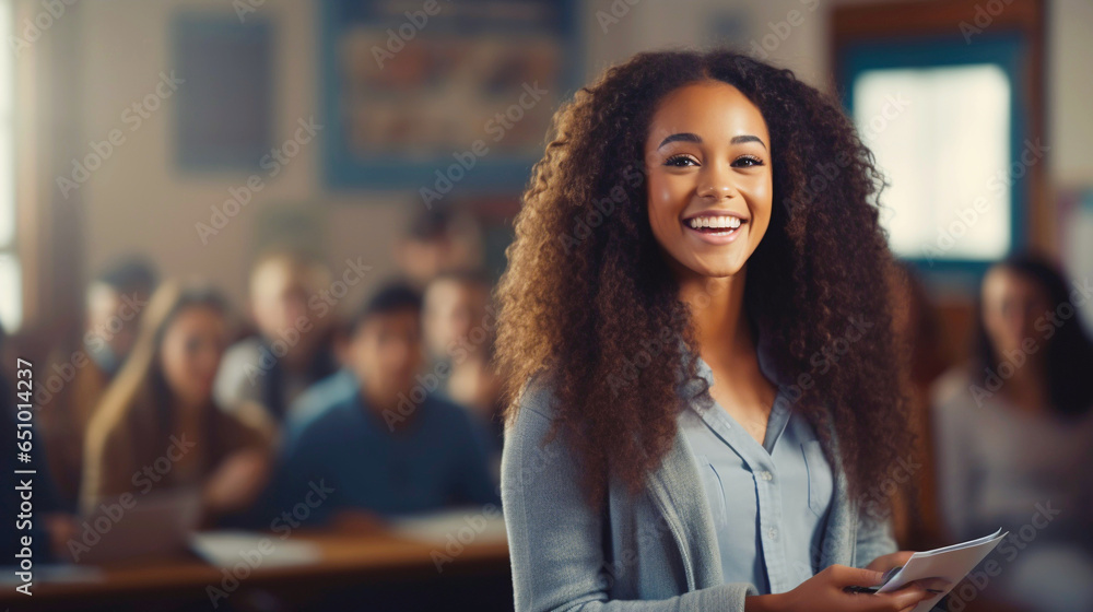 Rising Scholar: African American Teen Girl Embraces the Academic ...