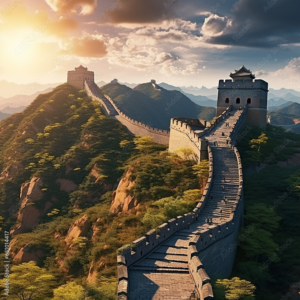 Great Wall Beijing in the afternoon with sunset photography
