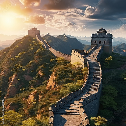Obraz na płótnie Great Wall Beijing in the afternoon with sunset photography w salonie