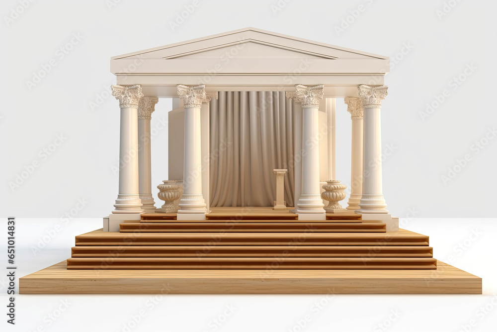Obraz premium 3d stage with a white background and a wooden structur