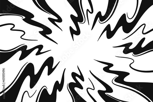 Background of radial lines for comic books in hand-drawn style. Manga speed frame, superhero action, explosion background. Black and white vector illustration