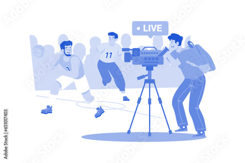 A sports videographer films games and highlights for fans.