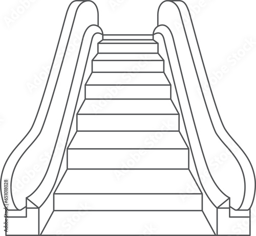 駅関連の線画単品イラストアイコン　エスカレーター