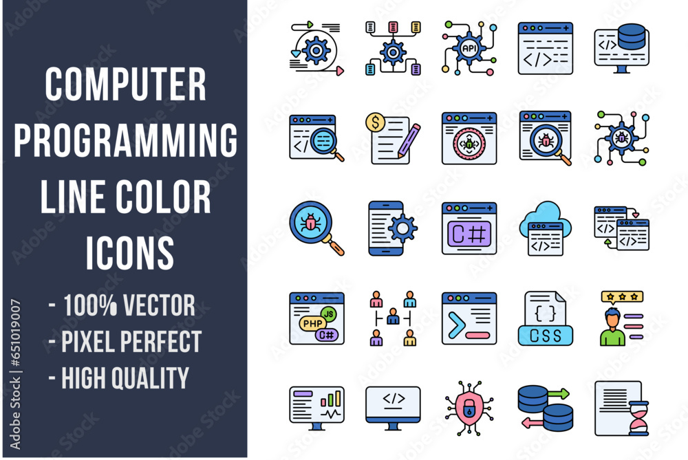 Computer Programming Flat Icons Computer Programming Flat Icons