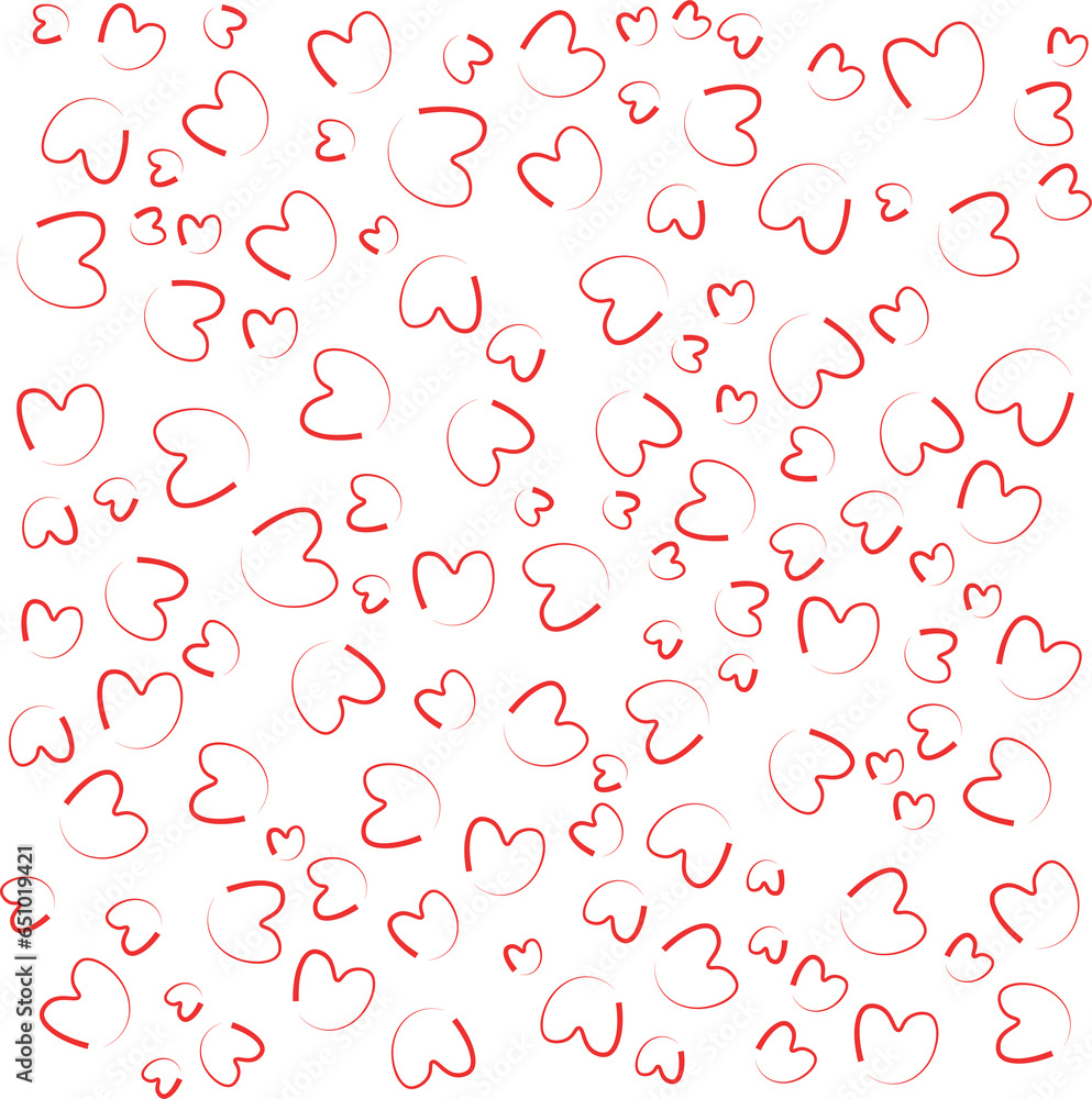 Red heart stripes are placed in many random patterns Red heart stripes are placed in many random patterns