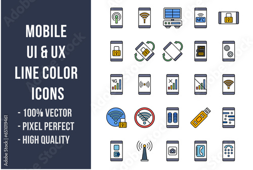 Mobile UI & UX Flat Icons