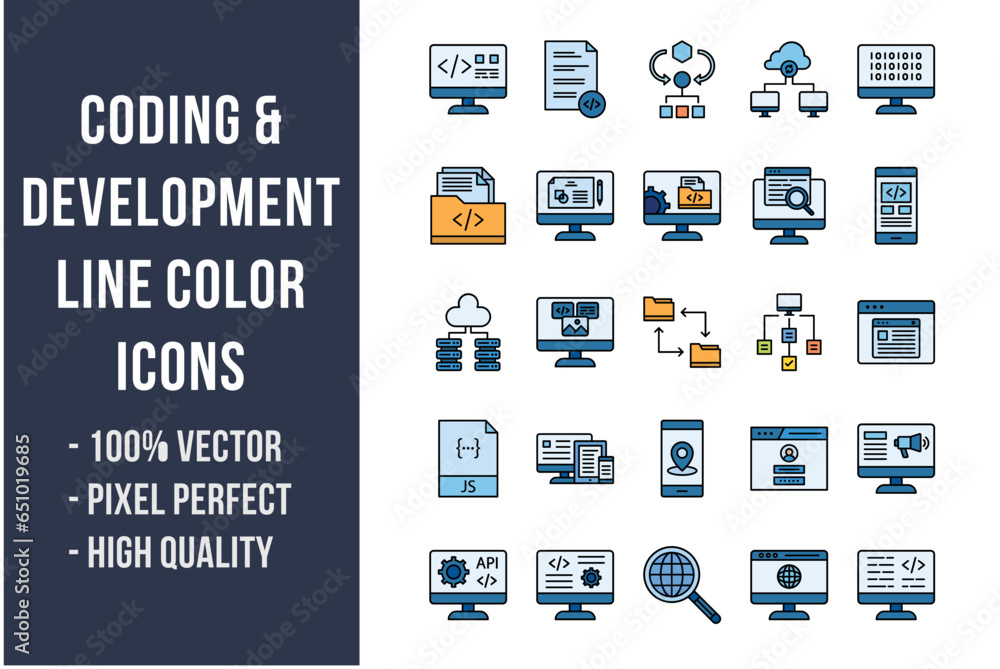 Coding and Development Flat Icons Coding and Development Flat Icons