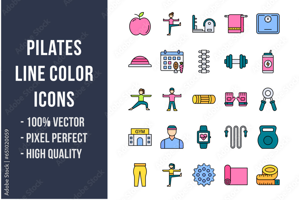 Obraz premium Pilates Flat Icons