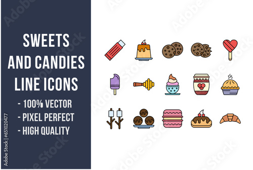 Sweets and Candies Flat Icons