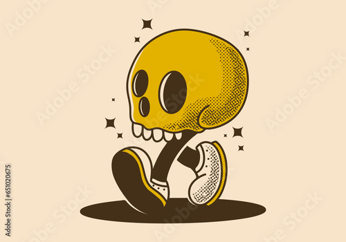 Mascot character illustration of walking skull