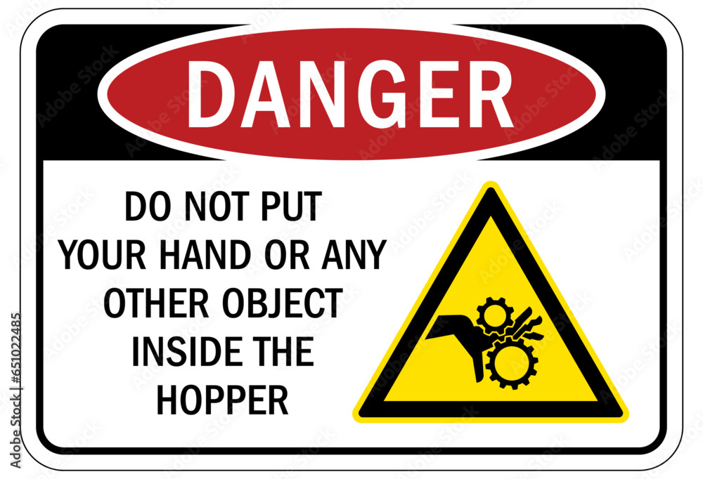 Keep hands clear warning sign and labels Keep hands clear warning sign and labels