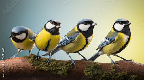 Group of great tit birds closeup © Veniamin Kraskov