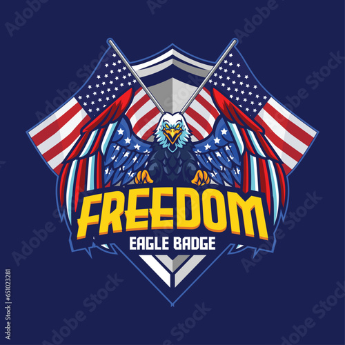 Vector illustration of american flag painted bald eagle with premium quality stock 