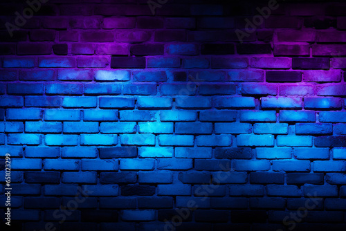 Brick Wall In Hyper Blue Neon Colors