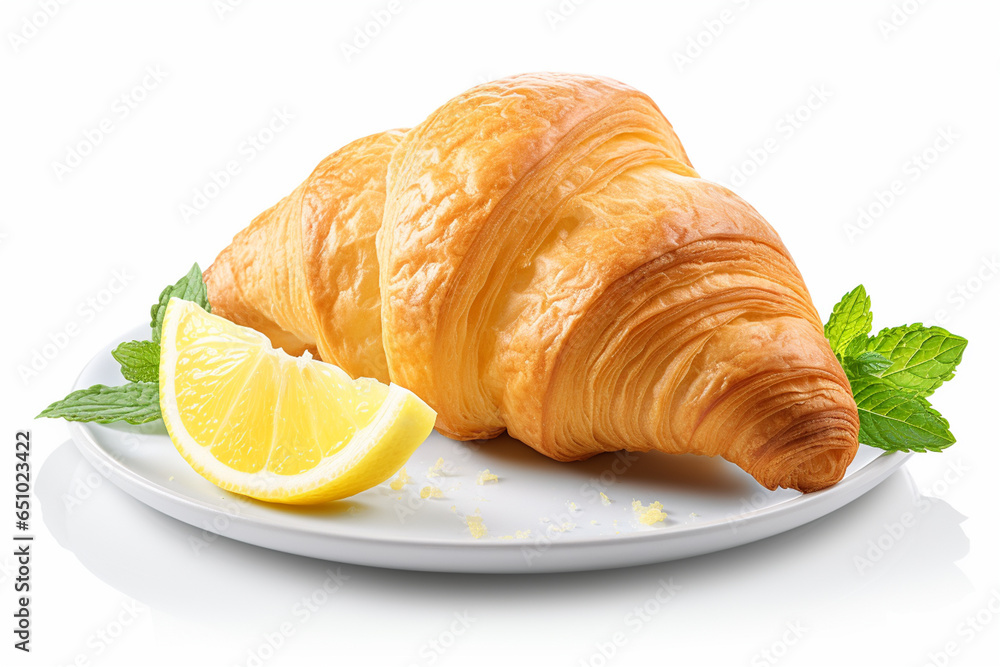 Croissant With Lemon Curd On A White Background