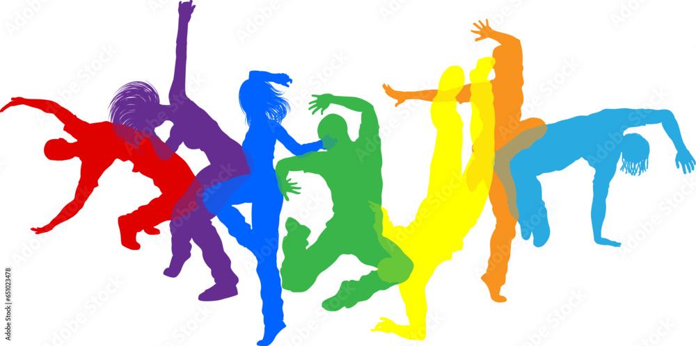 Street dancers dancing silhouette hip hop dance silhouettes poses set ...