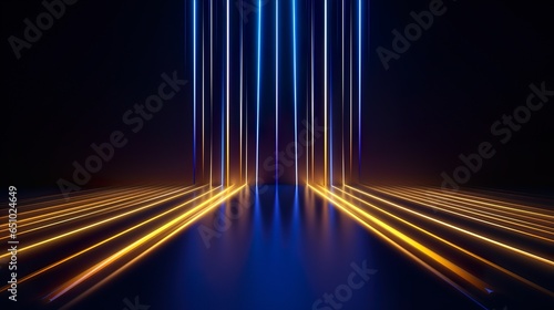 3d render abstract background with vertical golden & blue background.