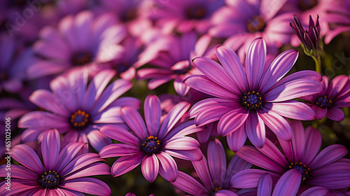 Close-up of blooming African daisies in a morning garden