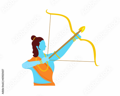 Happy Dussehra festival of India of Lord Rama killing Ravana vector illustratio