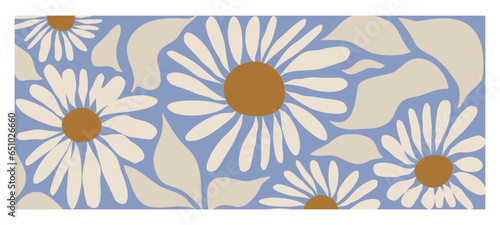 Abstract botanical art background vector. Natural hand drawn pattern design with leaves branch, flower. Simple contemporary style illustrated Design for fabric, print, cover, banner, wallpaper.