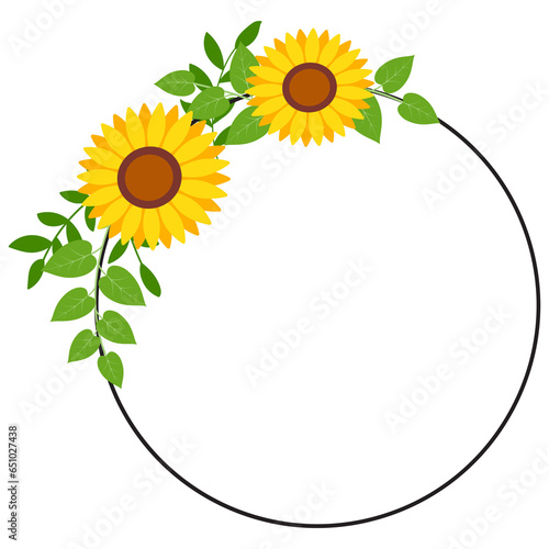 Sunflower border  background. Sunflower template invitation greeting card.