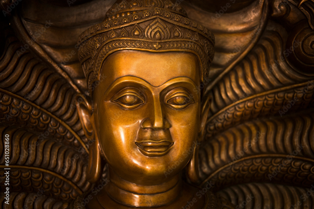 Closeup Khmer style buddha statue portrait