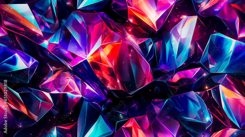 Crystals or gem stones in vibrant colors falling on a black background. Illustration of gems and precious stones, prefect concept of luxury and wealth.