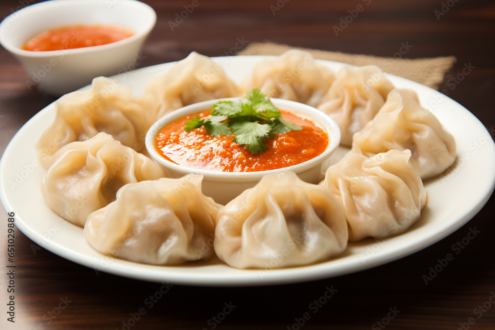 Nepalese Momos On A White Plate Nepalese Momos On A White Plate