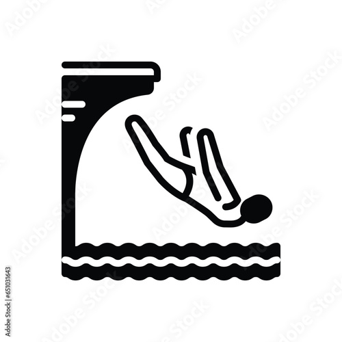 Black solid icon for diving 