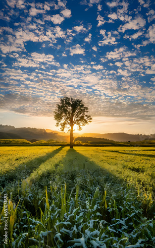 sunset over the field
