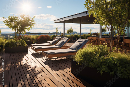 Rooftop Garden With Sun Loungers © Anastasiia