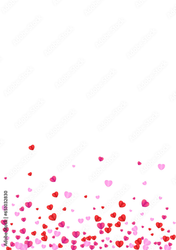 Red Heart Background White Vector. Elegant Illustration Confetti. Tender Folded Texture. Fond Heart Random Pattern. Violet Honeymoon Frame.