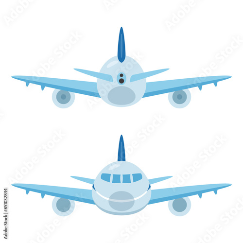 飛行機　正面と背後　タイヤなし