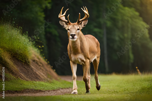 deer on meadow bright background