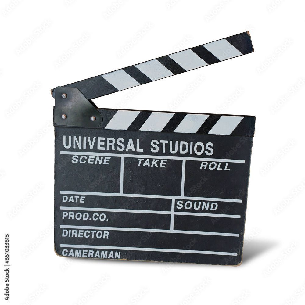 film slate isolated on black background with clipping path.