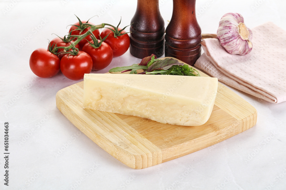 Piece Italian hard parmesan cheese Piece Italian hard parmesan cheese