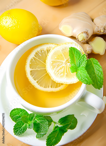 tea with lemon and mint