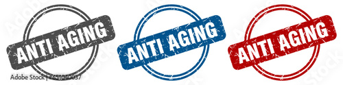 anti aging stamp. anti aging sign. anti aging label set