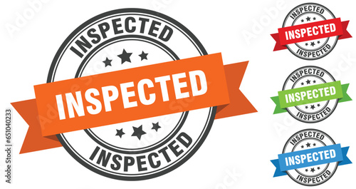 inspected stamp. round band sign set. label